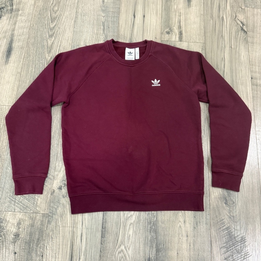 Adidas Originals Trefoil Crewneck Sweatshirt Mens Medium Burgundy Maroon Raglan